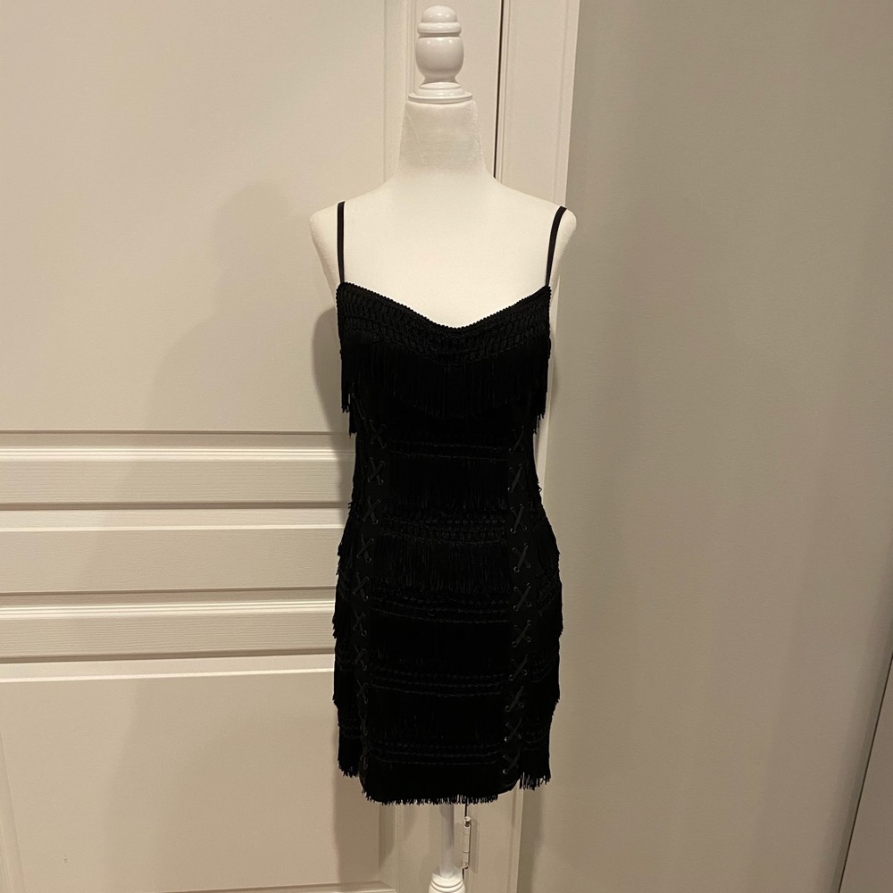 Royal underground fringe black dress with tags